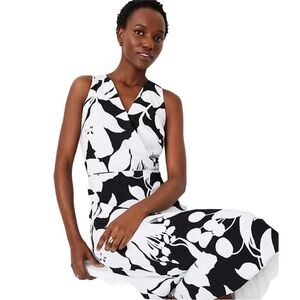 NWT Ann Taylor Dress size 6 $179 Floral Shadow Sleeveless Wrap Dress BlackWhite
